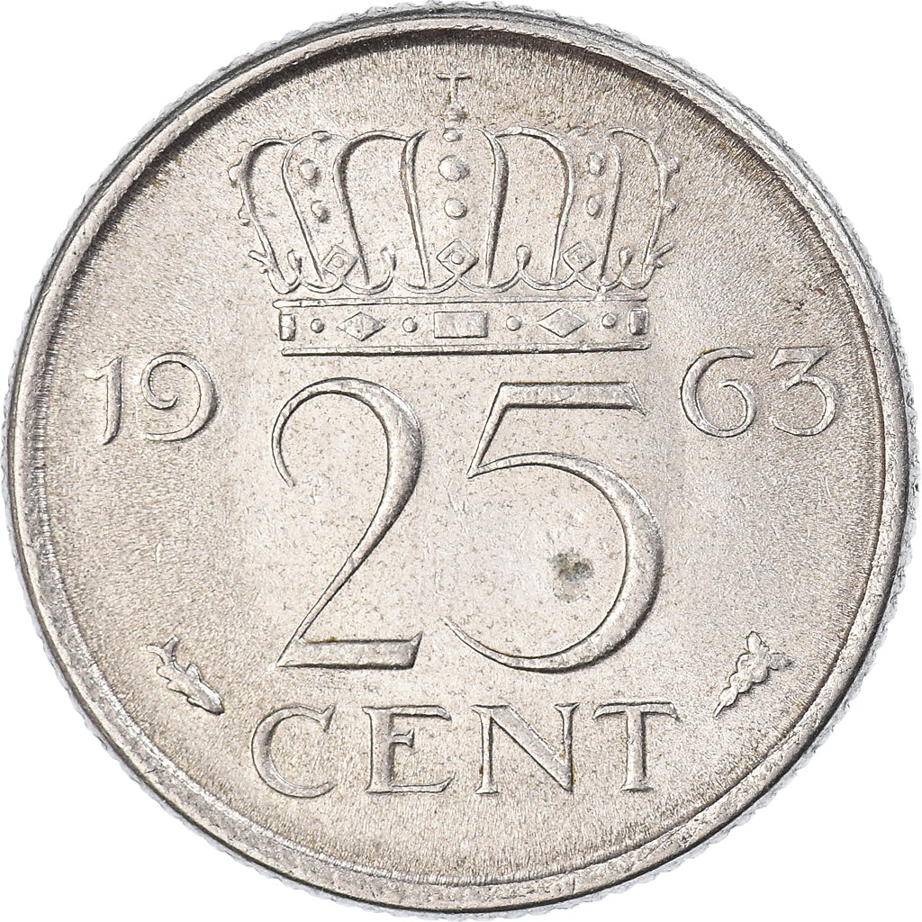 Münze, Niederlande, 25 Cents, 1963