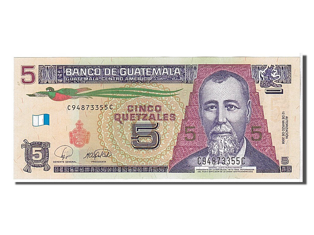 Banknote, Guatemala, 5 Quetzales, 2008, KM:116, UNC(65-70)
