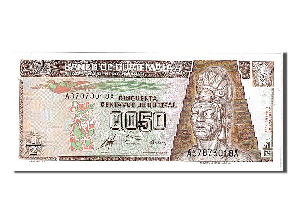 Banknote, Guatemala, 1/2 Quetzal, 1998, KM:98, UNC(65-70)