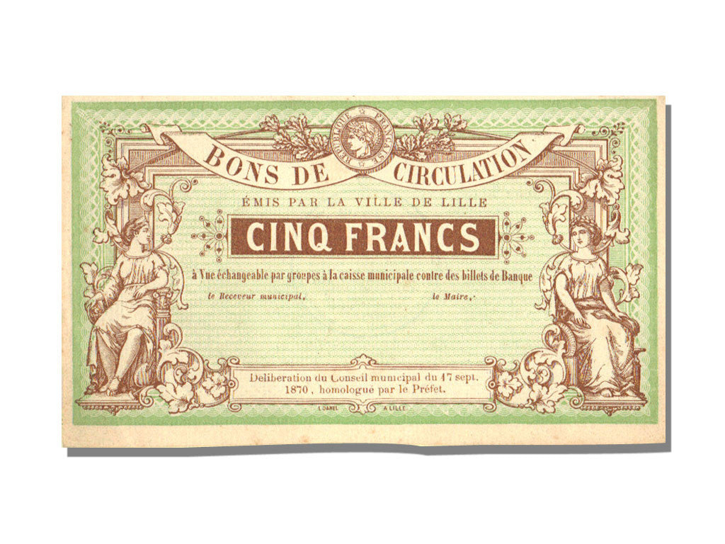 Biljet, 5 Francs, 1870, Frankrijk, NIEUW