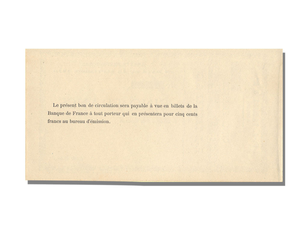 Banconote, FDS, 5 Francs, 1870, Francia