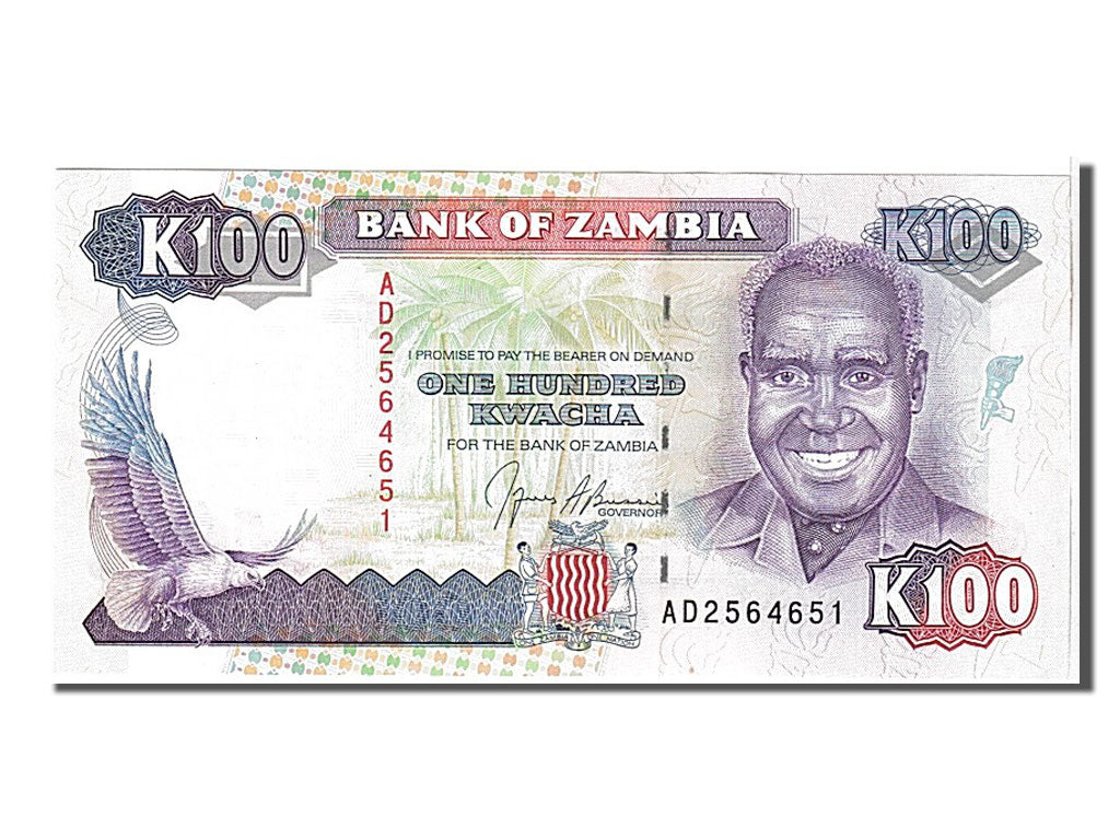 Banknote, Zambia, 100 Kwacha, 1991, KM:34a, UNC(65-70)