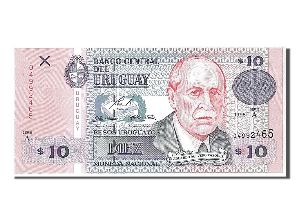 Geldschein, Uruguay, 10 Pesos Uruguayos, 1998, UNZ