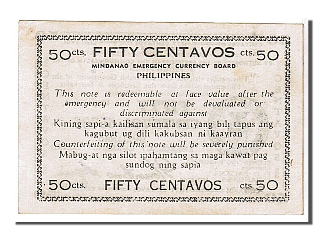 Banconote, Filippine, 50 Centavos, 1944, KM:S522b, SPL-