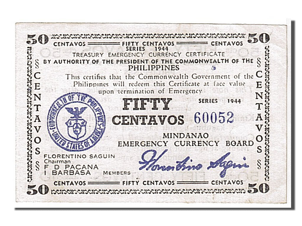 Banknote, Philippines, 50 Centavos, 1944, KM:S522b, AU(55-58)