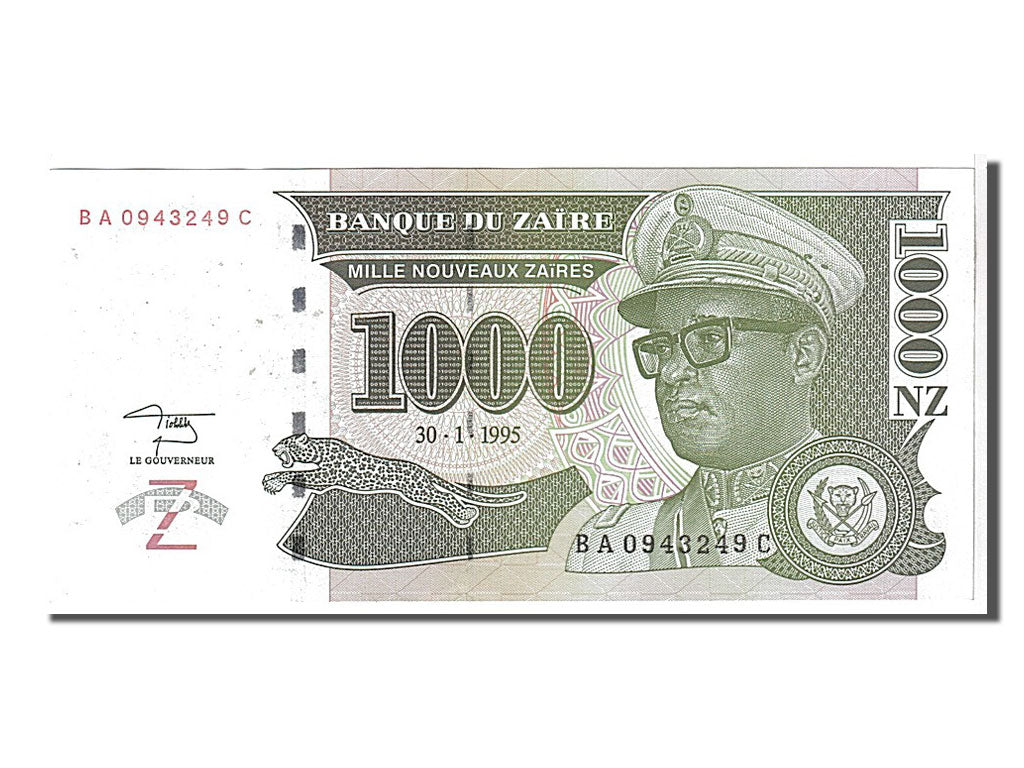 Zaïre, 1000 Nouveaux Zaïres, 1995, KM #66a, UNC(63), BA0943249C