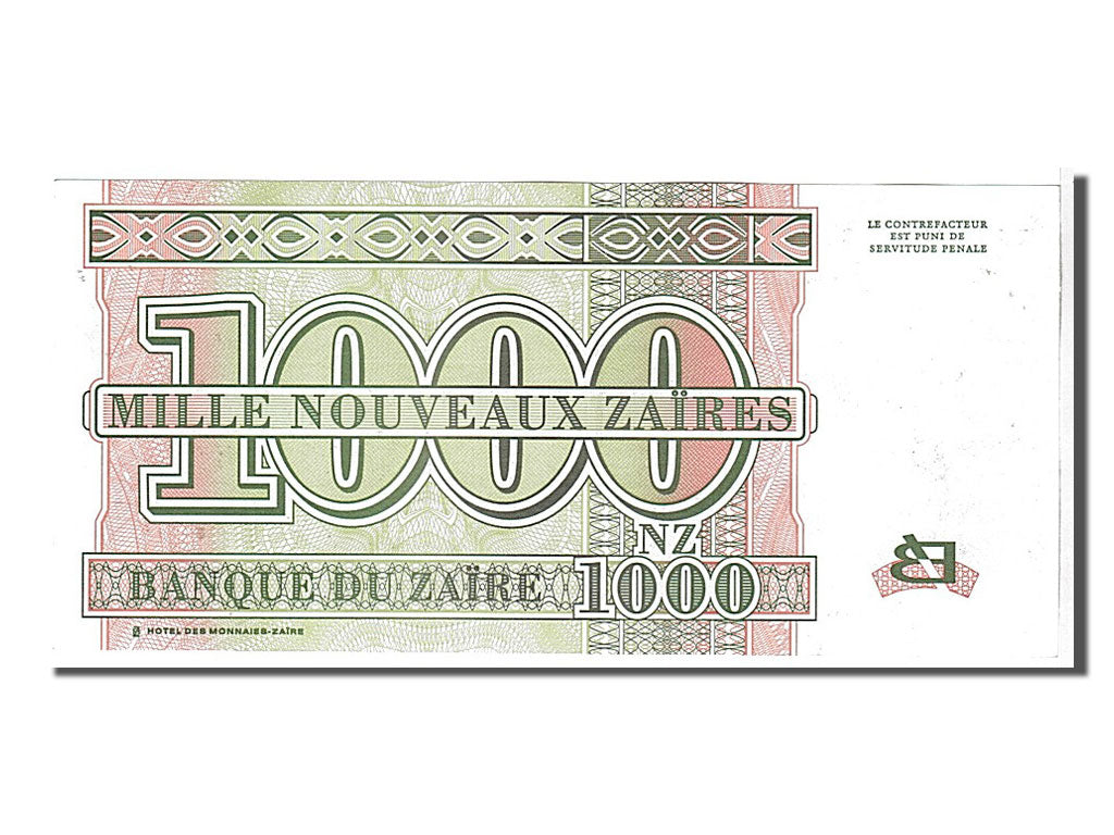 Banknote, Zaire, 1000 Nouveaux Zaïres, 1995, KM:66a, UNC(63)