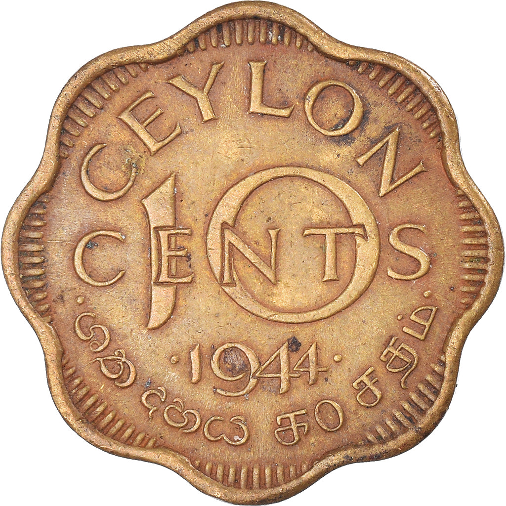 Münze, Ceylon, 10 Cents, 1944