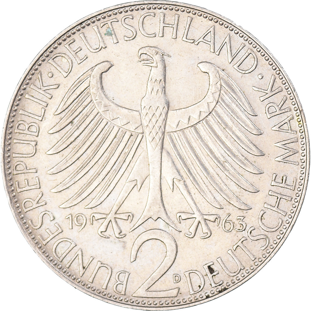 Moeda, ALEMANHA - REPÚBLICA FEDERAL, 2 Mark, 1963