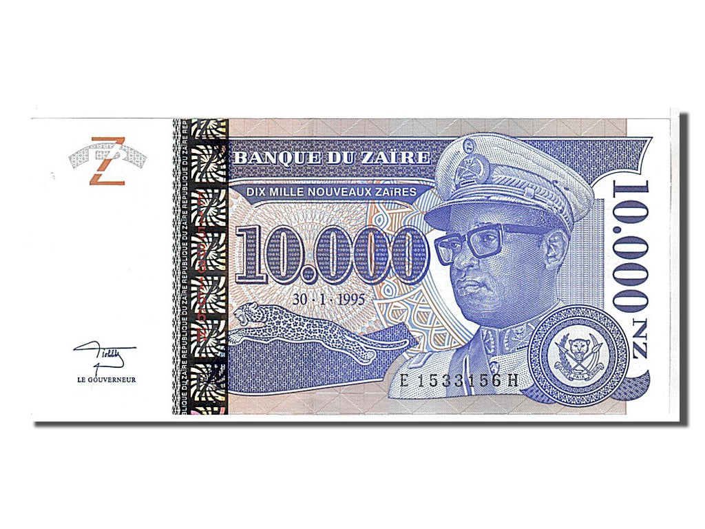 Banknote, Zaire, 10,000 Nouveaux Zaïres, 1995, KM:70a, UNC(65-70)