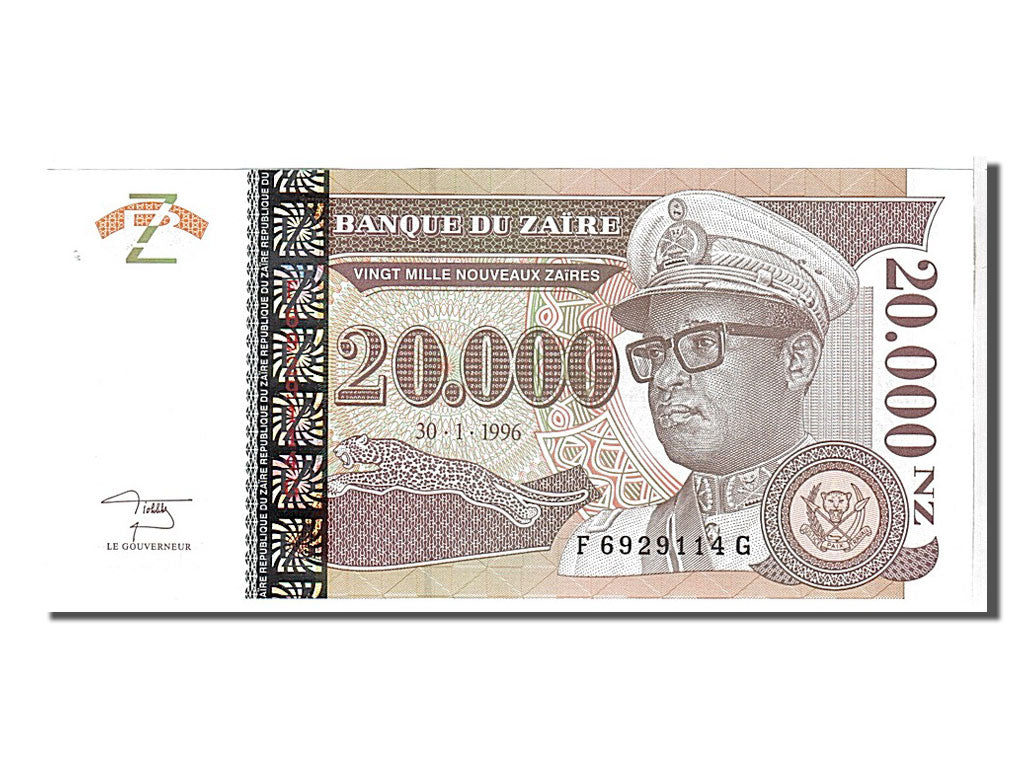 Banknote, Zaire, 20,000 Nouveaux Zaïres, 1996, KM:72a, UNC(65-70)
