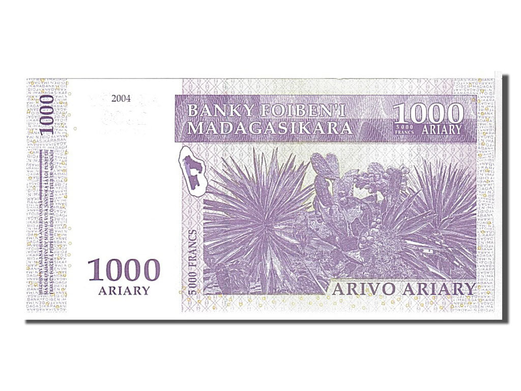 Banknote, Madagascar, 1000 Ariary, 2004, KM:89a, UNC(65-70)