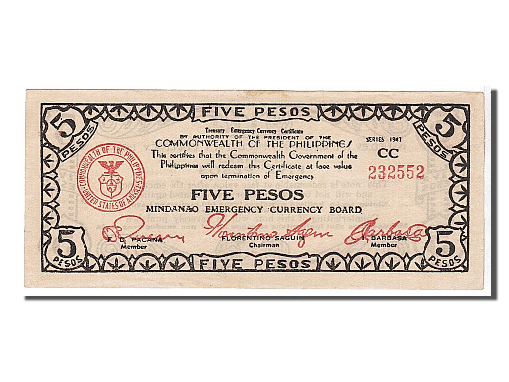 Banknot, Filipiny, 5 Pesos, 1944, UNC(63)