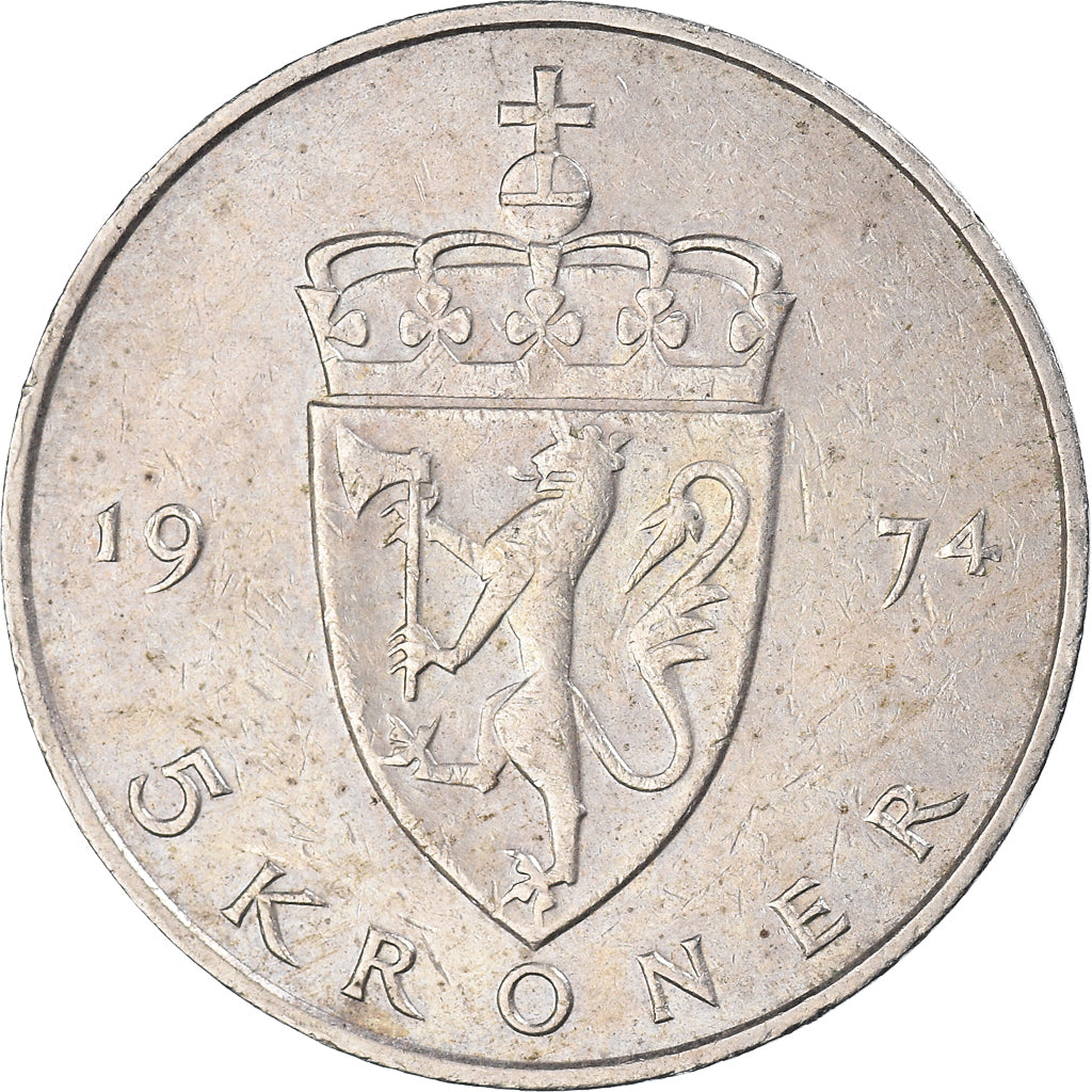 Moneta, Norwegia, 5 Kroner, 1974
