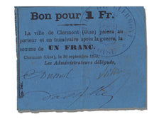 FRANCE, Clermont, 1 Franc, 1870, 1870-09-30, AU(55-58), Jérémie #60.03.A