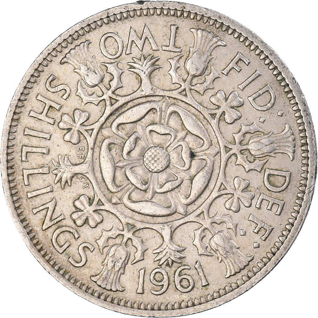 Münze, Großbritannien, Florin, Two Shillings, 1961