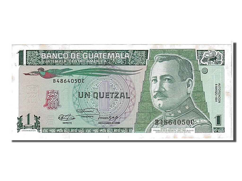 Banknote, Guatemala, 1 Quetzal, 1991, KM:73b, AU(55-58)