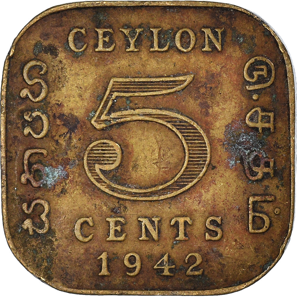 Coin, Ceylon, 5 Cents, 1942