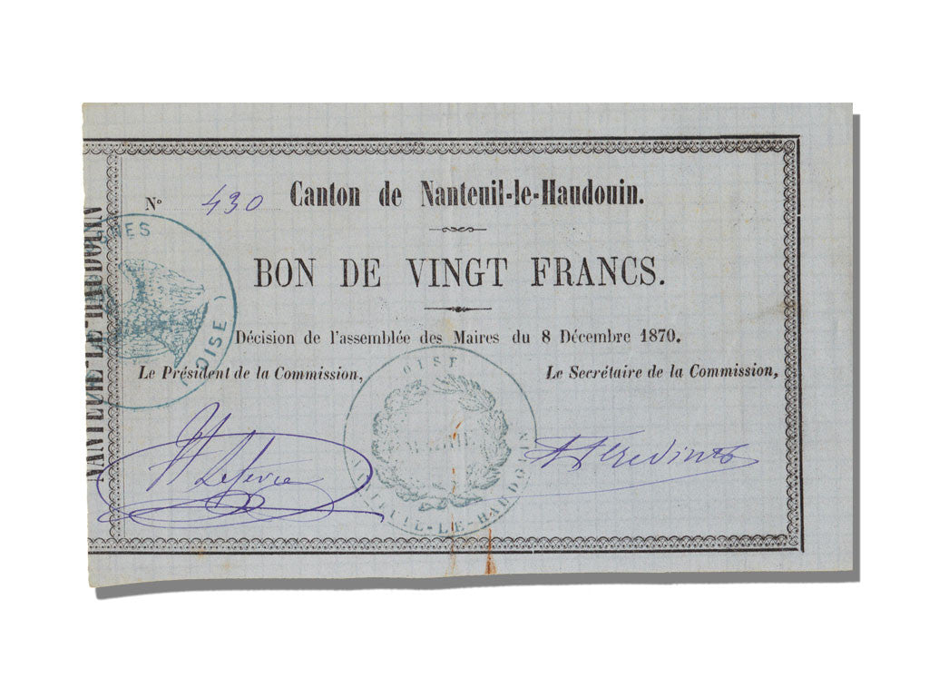 Biljet, 20 Francs, 1870, Frankrijk, SPL