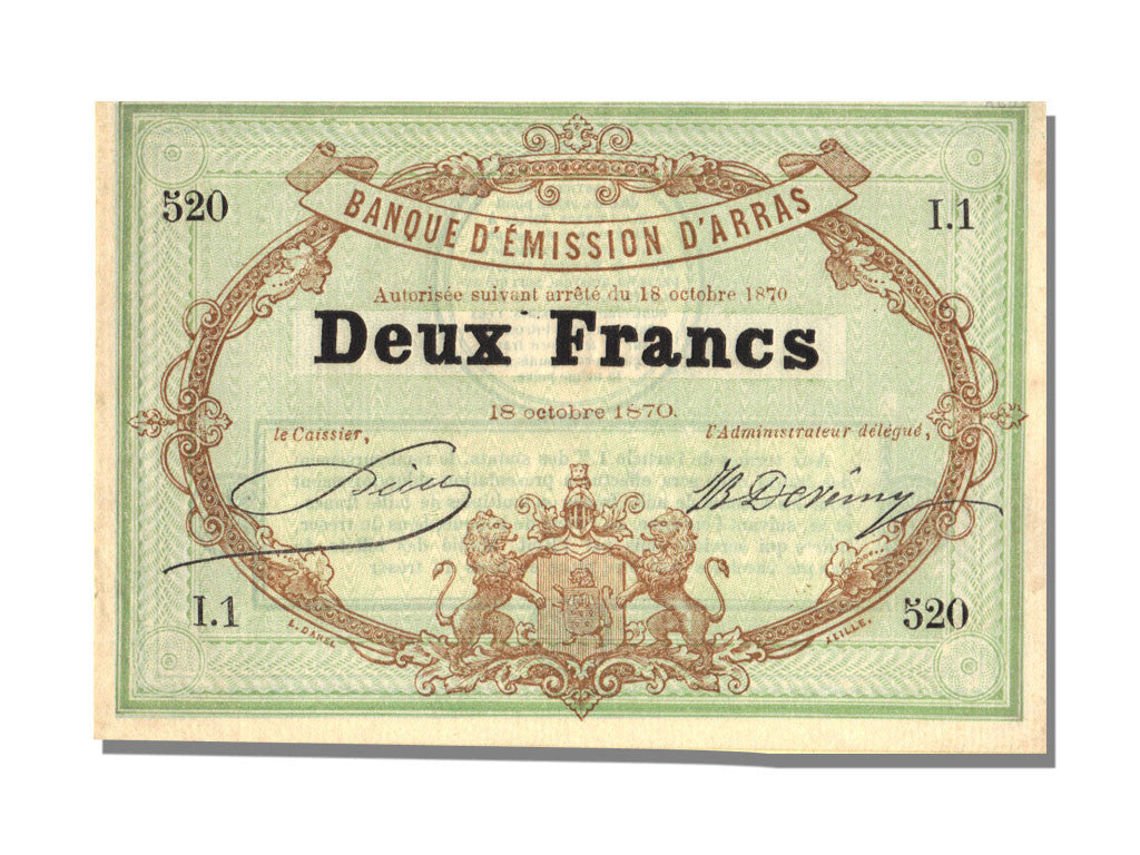 Banknote, 2 Francs, 1870, France, UNC(65-70)