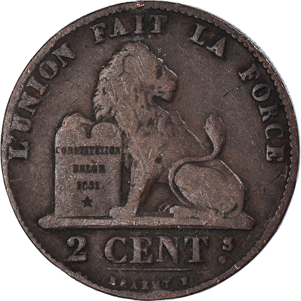 Moneta, Belgia, 2 Centimes, 1857