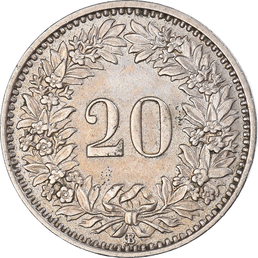 Moeda, Suíça, 20 Rappen, 1956