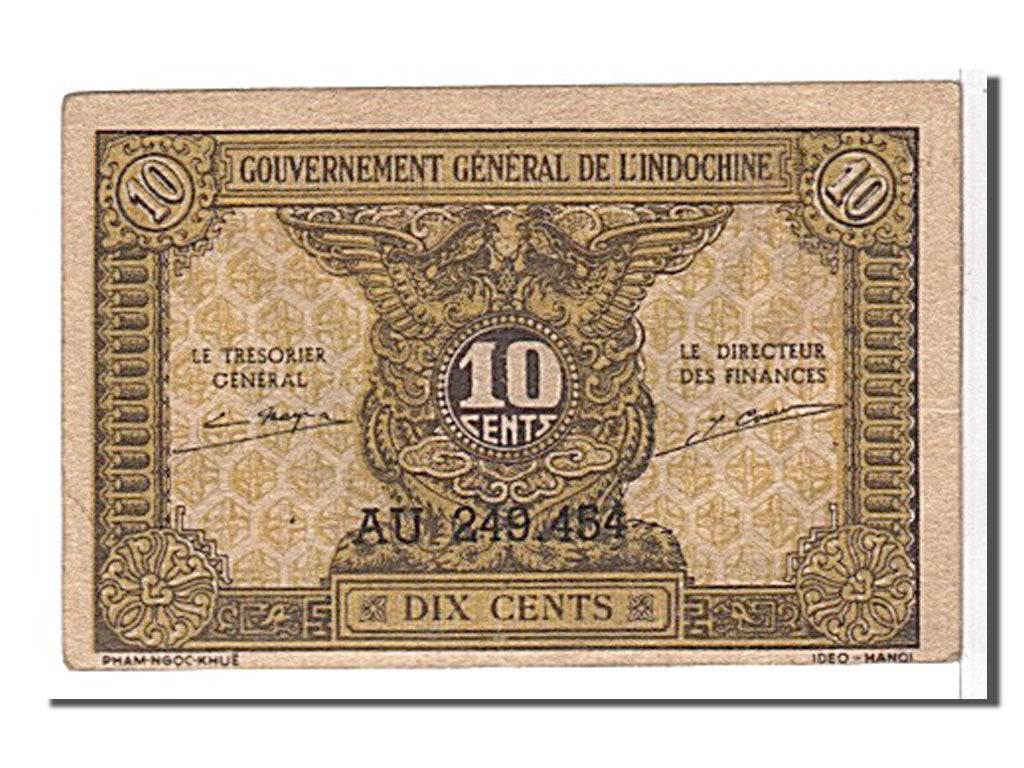 French Indo-China, 10 Cents, 1942, KM #89a, AU(55-58), HO249454