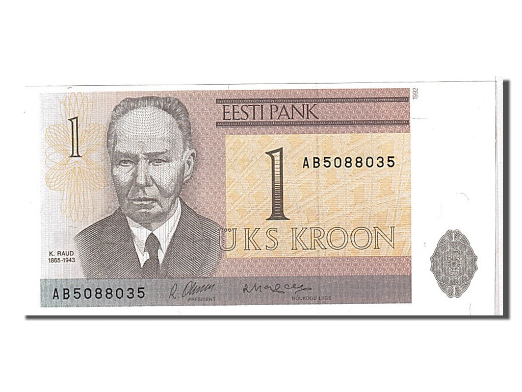 Estonia, 1 Kroon, 1992, KM #69a, UNC(65-70), AB5088035