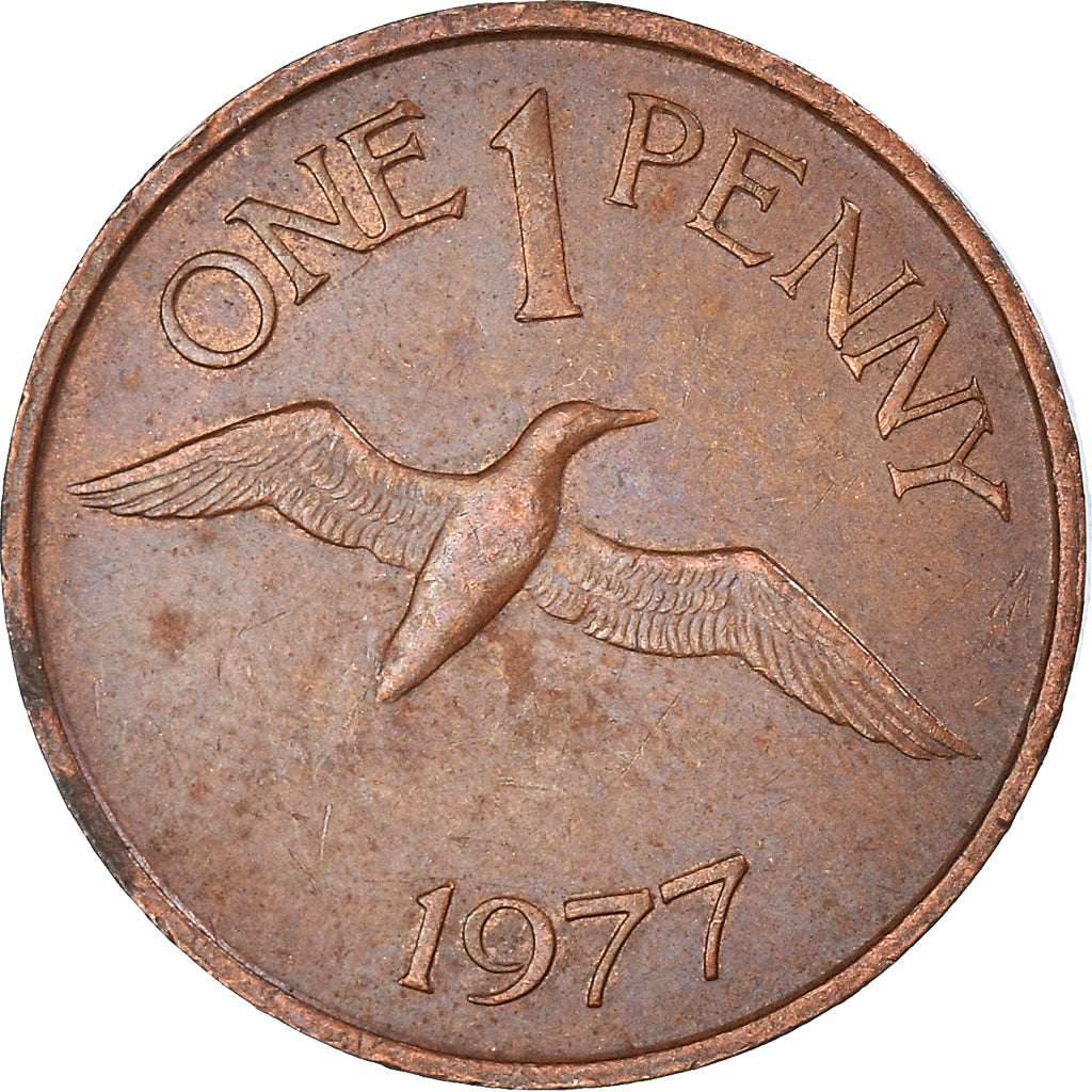 Moneda, Guernsey, Penny, 1977