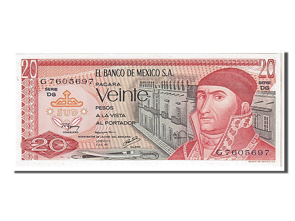 Billete, 20 Pesos, 1977, México, UNC