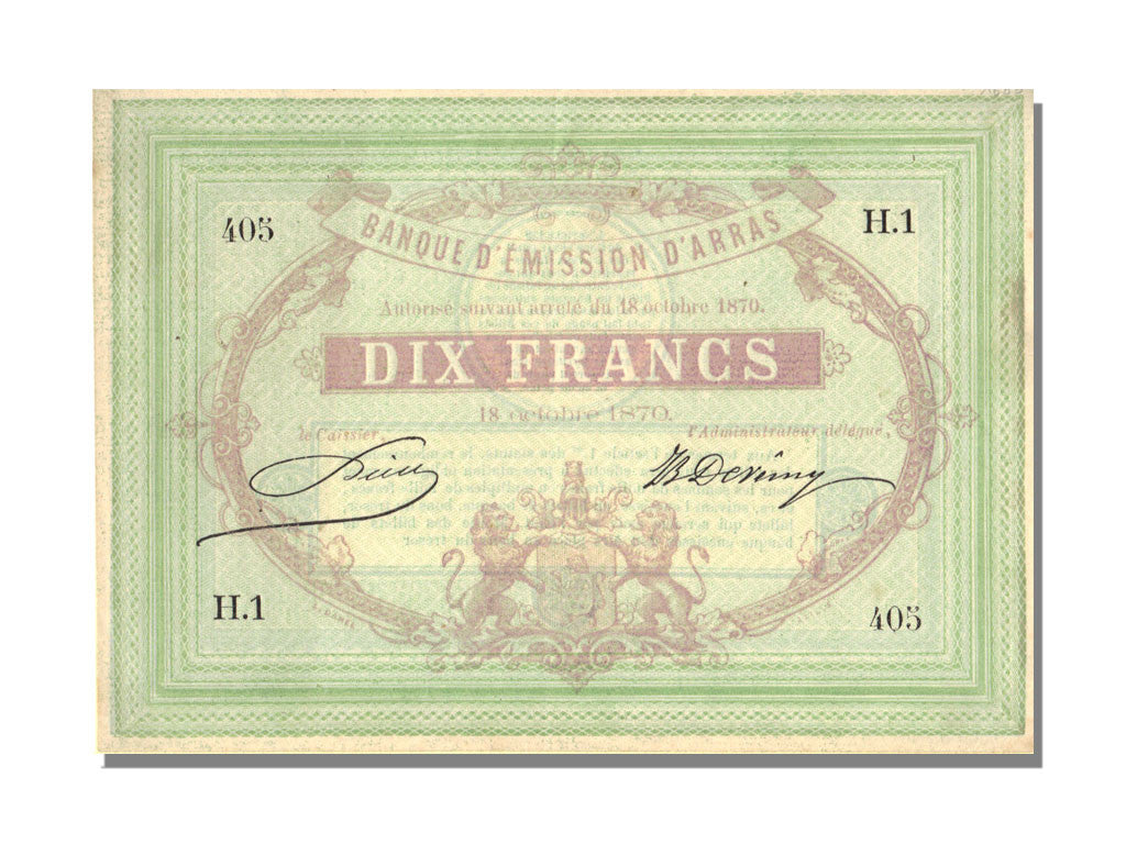 Biljet, 10 Francs, 1870, Frankrijk, NIEUW