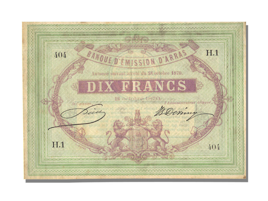 Banconote, BB, 10 Francs, 1870, Francia