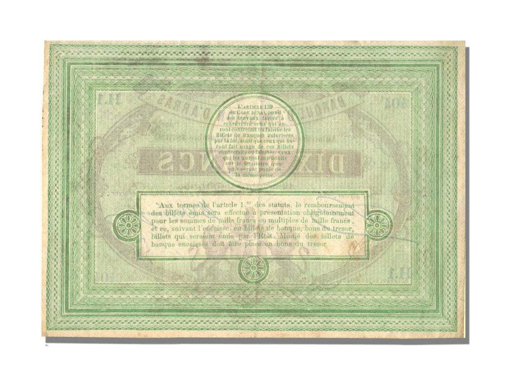 Banconote, BB, 10 Francs, 1870, Francia