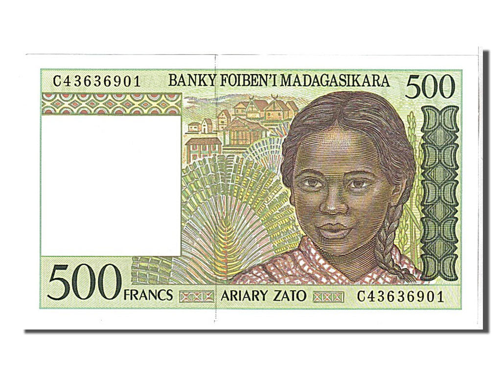 Banknote, Madagascar, 500 Francs = 100 Ariary, 1996, KM:75b, UNC(65-70)