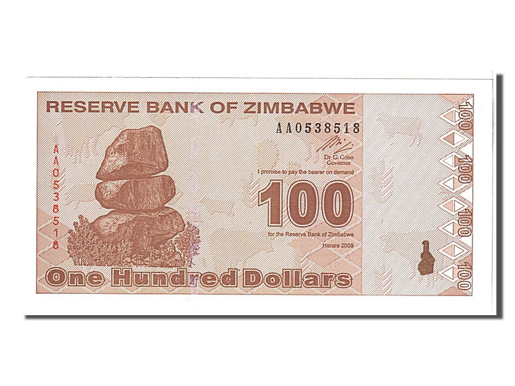 Banconote, Zimbabwe, 100 Dollars, 2009, KM:97, FDS
