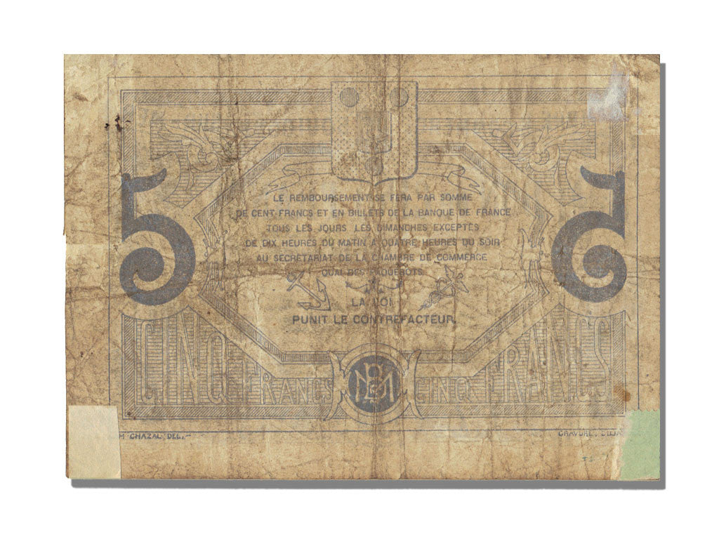 Banknot, Francja, 5 Francs, 1870, VF(30-35)