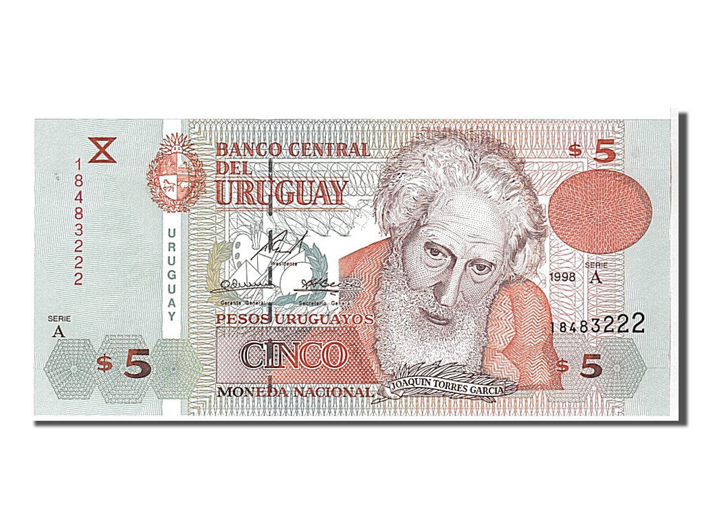 Banknote, Uruguay, 5 Pesos Uruguayos, 1998, KM:80a, UNC(65-70)