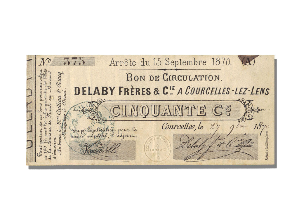 Banknote, 50 Centimes, 1870, France, AU(55-58)