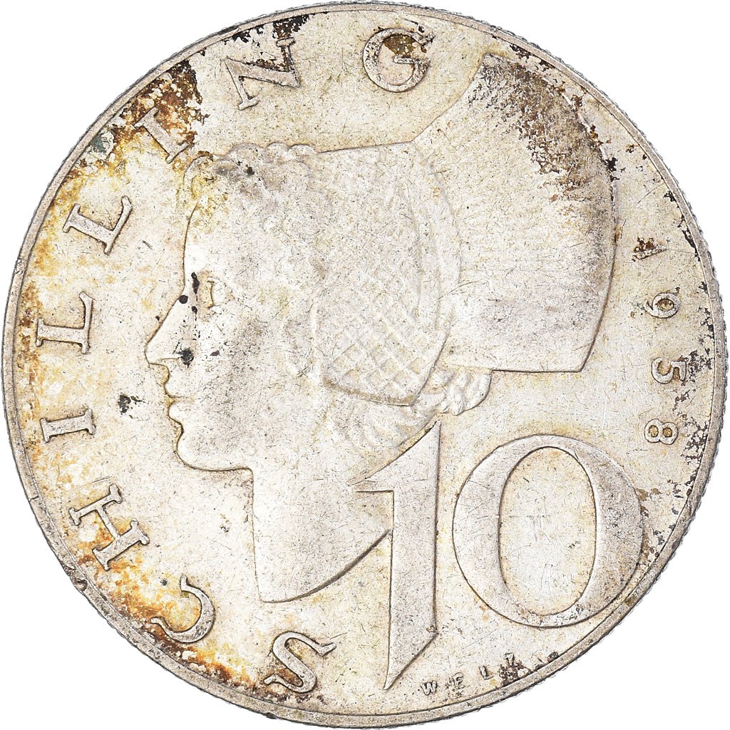 Moneda, Austria, 10 Schilling, 1958