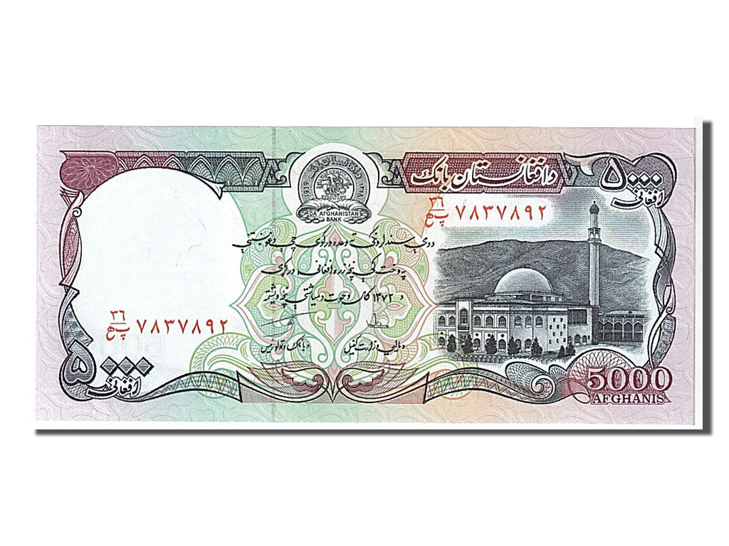 Afghanistan, 5000 Afghanis, 1993, KM:62, FDS
