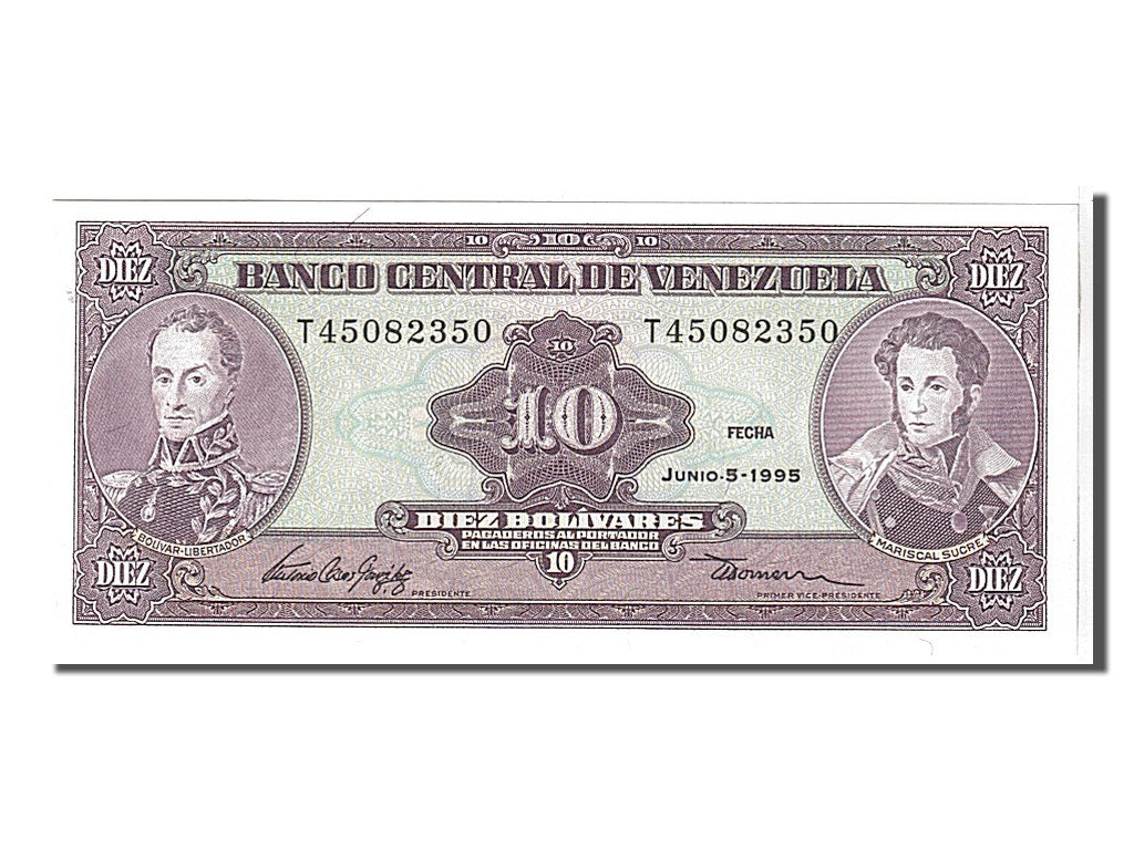 Banknote, Venezuela, 10 Bolívares, 1995, KM:61d, UNC(65-70)