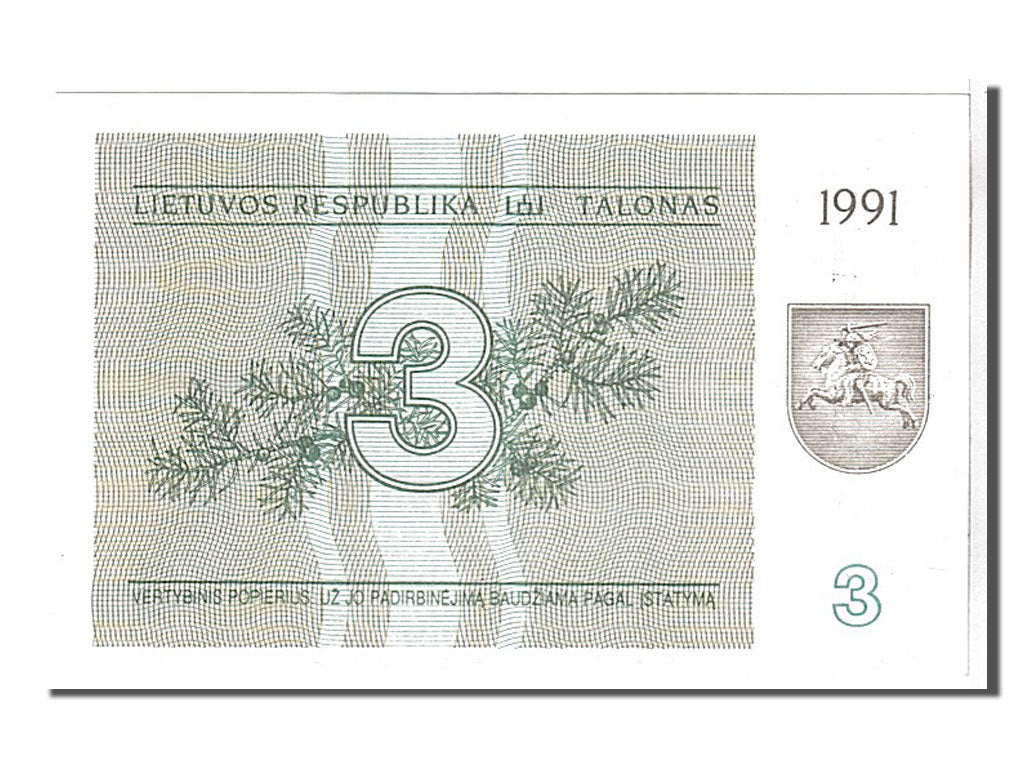 Geldschein, Lithuania, 3 (Talonas), 1991, KM:33b, UNZ