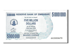 Billete, 5 MillionDollars, 2008, Zimbabue, KM:54, UNC