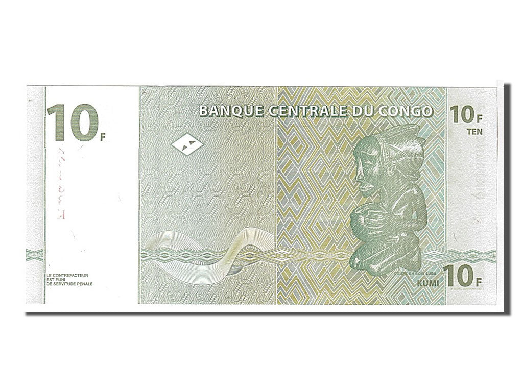 Banknote, Congo Democratic Republic, 10 Francs, 1997, KM:87b, UNC(65-70)