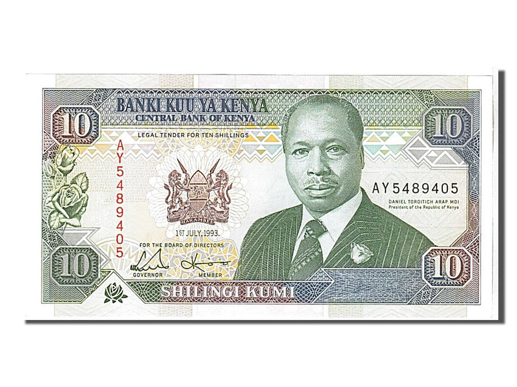 Banknote, Kenya, 10 Shillings, 1993, KM:24e, UNC(65-70)