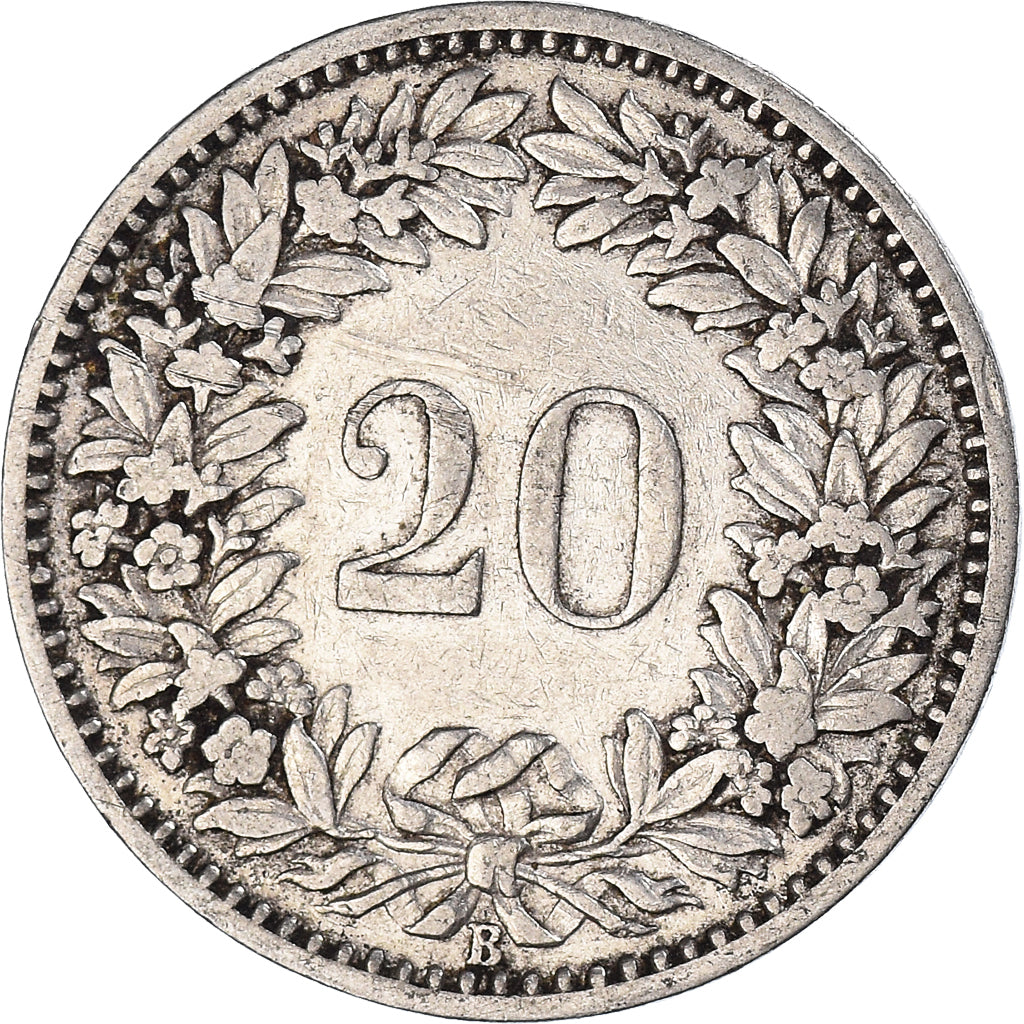 Moeda, Suíça, 20 Rappen, 1884