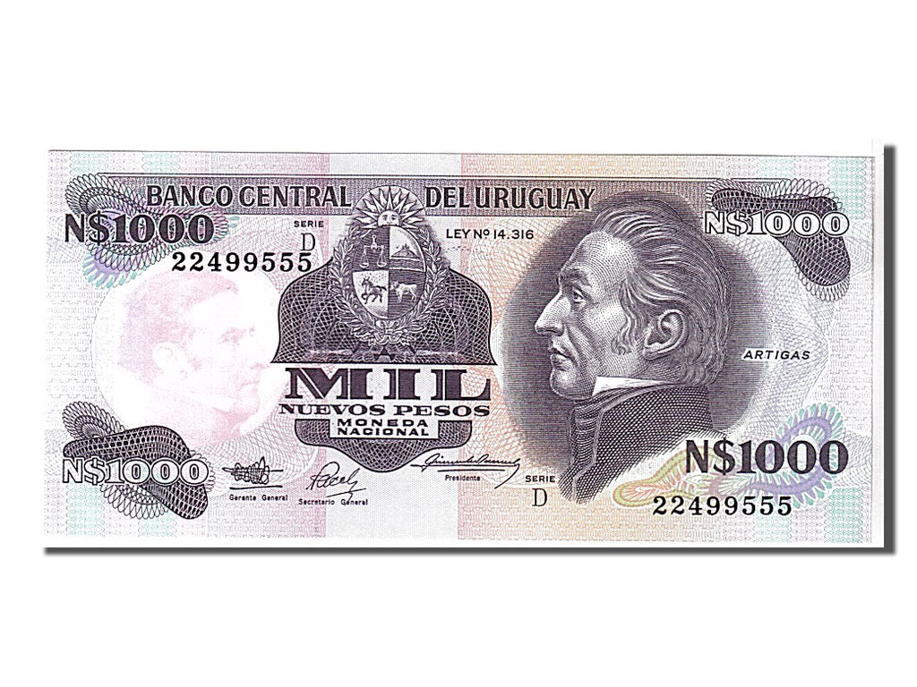 Uruguay, 1000 Nuevos Pesos, 1992, KM #64Ab, UNC(65-70), 22499555