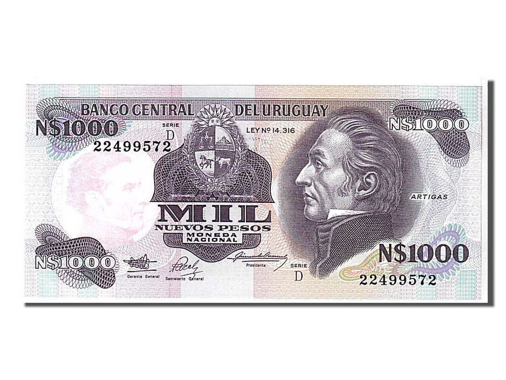 Banknote, Uruguay, 1000 Nuevos Pesos, 1992, KM:64Ab, UNC(65-70)