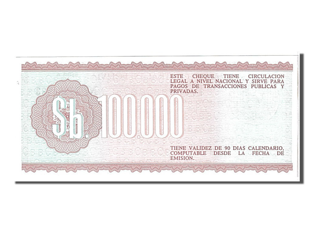Banknote, Bolivia, 100,000 Pesos Bolivianos, 1984, UNC(65-70)
