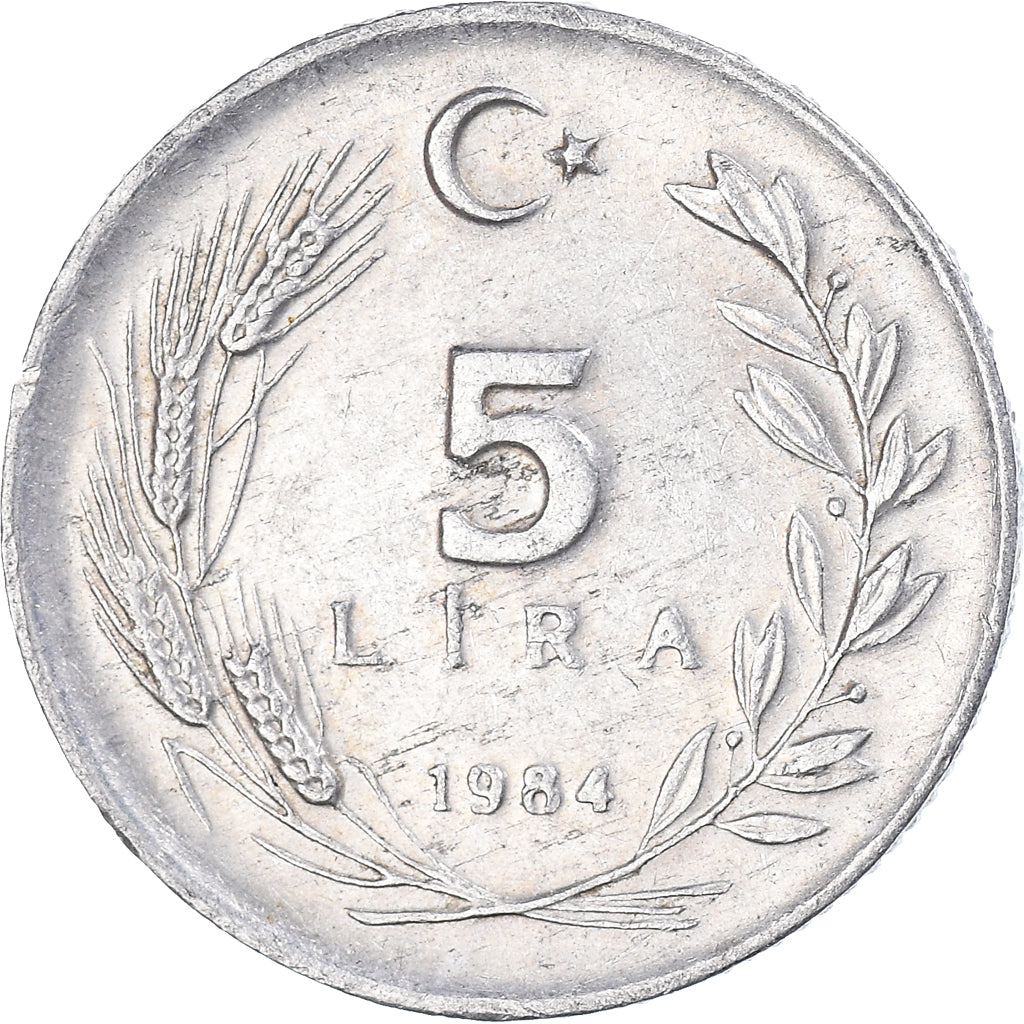Moeda, Turquia, 5 Lira, 1984